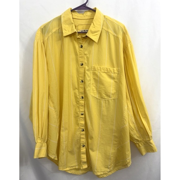 We The Free Tops - We The Free Urban Outfitters Yellow Striped Button Down Shirt Oversize Womens M